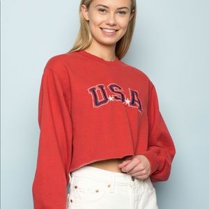 Brandy Melville Nancy USA Cropped Sweatshirt